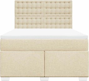 vidaXL Κρεβάτι Boxspring με Στρώμα Κρεμ 140x190 εκ. Υφασμάτινο