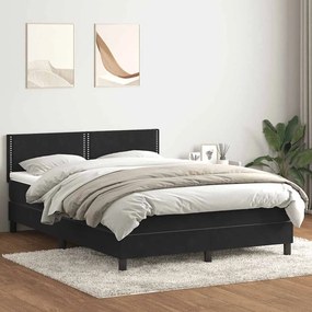 vidaXL Κρεβάτι Boxspring με Στρώμα Μαύρο 1140x210 εκ. Βελούδινο