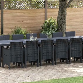 vidaXL Σέτ φαγητού για κήπο 17 pcs Ανθρακί Rattan Polt