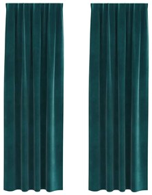 vidaXL Κουρτίνες 2 pcs Σκούρο πράσινο 140 x 245 cm Βελούδο