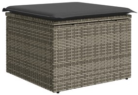 vidaXL Set Φαγητού Κήπου 8 Τεμαχίων με Μαξιλάρια Γκρι Πολυ Ράτανα Ακακία