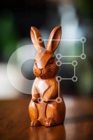 Intra Συλλεκτικό Ξύλινο Παζλ Plywood 4mm - Ξύλινο ειδώλιο λαγουδάκι σε ημιτελές ξύλινο τραπέζι Σε Ξύλινο Κουτί - Διαστάσεις: 10x10 cm – 25 κομμάτια