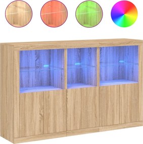 vidaXL Μπουφές με Φώτα LED Sonoma Δρυς 162 x 37 x 100 εκ.