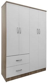 Ντουλάπα τετράφυλλη με 2 συρτάρια Lego pakoworld σε sonoma-λευκή απόχρωση 120.5x42x181εκ