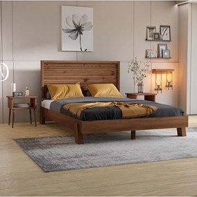 Stewehome Ξύλινο Κρεβάτι Ebruli Πεύκου Χρώμα Καρυδιά 120x200x13 cm