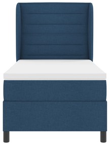 vidaXL Μπλε Κρεββάτι με Στρώμα 100x200 cm Υφάσμα