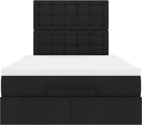 vidaXL Οθωμανικό κρεβάτι με στρώμα Μαύρο 120x200cm Ύφασμα