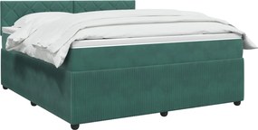 vidaXL Κρεβάτι box spring με στρώμα Σκούρο Πράσινο 180 x 200 cm