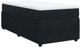 vidaXL Κρεβάτι Boxspring με Στρώμα Μαύρο 90x200 εκ. Βελούδινο