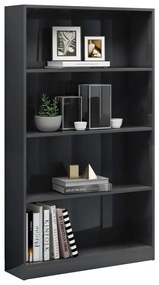 vidaXL Βιβλιοθήκη με 4 Ράφια Γυαλιστερό Γκρι 80x24x142 εκ. Μοριοσανίδα