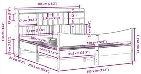 Σκελετός Κρεβ. Χωρίς Στρώμα Καφέ Κεριού 180x200 εκ Μασίφ Πεύκο - Καφέ