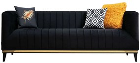 Καναπές Τριθέσιος Bellino 560ARE1344 222x89x75cm Black-Gold