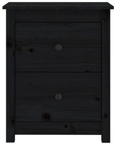 vidaXL Κομοδίνο Μαύρο 50 x 35 x 61,5 εκ. από Μασίφ Ξύλο Πεύκου