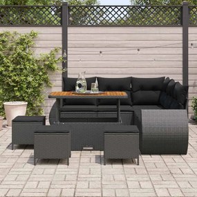 vidaXL Σετ Καναπέ Κήπου 9 pcs Μαύρο συνθετικό ρατάν
