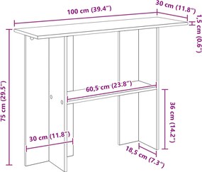 vidaXL Τραπέζι κονσόλας Γκρι Sonoma 100 x 30 x 75 εκ