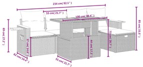 vidaXL Καναπές Κήπου 6 Τεμαχίων Μαύρο από Συνθετικό Ρατάν με Μαξιλάρια