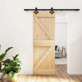 vidaXL Συρόμενη Πόρτα Φυσικό και Μαύρο 70 x 210 cm