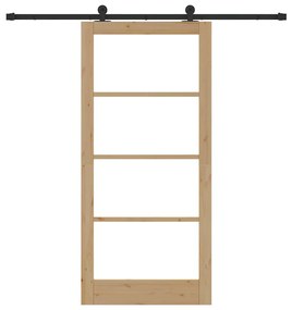 vidaXL Συρόμενη Πόρτα ORKDAL Καφέ 93 x 202 cm Ξύλο και μέταλλο