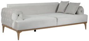 Καναπές τριθέσιος HARLEY με καπιτονέ μπράτσα και μαξιλάρια πλάτης, ύφασμα MIKRO 02 και ξύλινα πόδια - Βελούδο - 783-5500