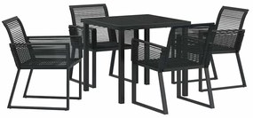 vidaXL Σέτ φαγητού για κήπο 5 pcs Μαύρο Πολυ ράταν