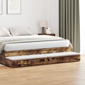 vidaXL Συρτάρια Κρεβατιού σε Καπνιστή Δρυς - 180x36.5x16.5 εκ - Φτιαγμένο από Φυσικό Ξύλο