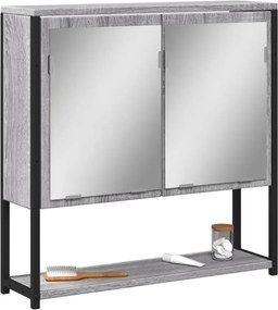 vidaXL Καθρέφτης Μπάνιου Ντουλάπι Γκρι Sonoma 60x16x60 εκ Επεξ. Ξύλο