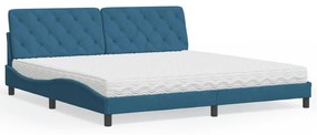 vidaXL Κρεβάτι με Στρώμα Μπλε 200x200 εκ. Βελούδινο