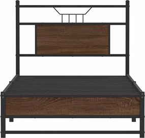 vidaXL Πλαίσιο Κρεβ. Χωρ. Στρώμα Καφέ Δρυς 90x200 εκ. Επεξ. Ξύλο