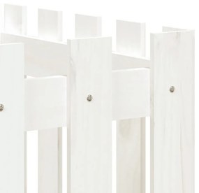 Ζαρντινιέρα με Σχέδιο Φράχτη Λευκή 200x50x50 εκ. Μασίφ Πεύκο - Λευκό