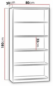 Βιβλιοθήκη Comfivo 165, Ανοιχτό, Πλαστικοποιημένη μοριοσανίδα, 180x80x30cm, 31 kg | Epipla1.gr