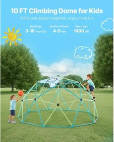 VEVOR Climbing Dome 10FT Geometric Dome Climber Jungle Gym 1000LBS Max Loading