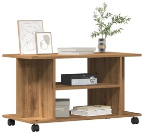 Έπιπλο Τηλεόρασης με Ρόδες Τεχνίτης Δρυς 80x40x45 εκ Επεξ. Ξύλο