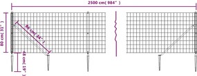 vidaXL Συρματόπλεγμα Περίφραξης Πράσινο 0,8 x 25 μ. με Καρφωτές Βάσεις
