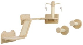 Σετ αναρρίχησης για γάτες PawHut με στύλους ξυσίματος, πλατφόρμες άλματος και μπάλες παιχνιδιού, για αναρρίχηση και ξεκούραση, Μπεζ