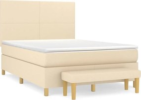 vidaXL Κρεβάτι Boxspring με Στρώμα Κρεμ 140x200 εκ. Υφασμάτινο