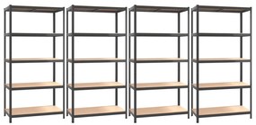 vidaXL Ραφιέρες 5 Επιπέδων 4 τεμ. Ανθρακί Ατσάλι &amp; Επεξεργασμένο Ξύλο