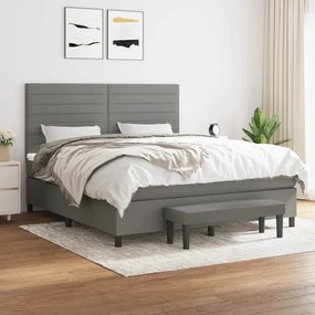 vidaXL Κρεβάτι Boxspring με Στρώμα Σκούρο Γκρι 160x200 εκ Υφασμάτινο