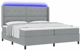 vidaXL Κρεβάτι με ελατήρια με στρώμα Ανοιχτό γκρι 200 x 200 cm ύφασμα