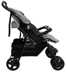 vidaXL Καρότσι Διδύμων Ανοιχτό Γκρι Ατσάλινο