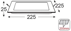 LED PANEL ΧΩΝ. ΤΕΤΡ. 20W 3.000K 1510Lm 230V 225mm Ra80 - DELFI2030S