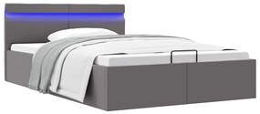 Πλαίσιο Κρεβατιού Αποθ. Χώρο/LED Γκρι 140x200 εκ. Δερματίνη