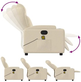 vidaXL Πολυθρόνα Μασάζ Ανακλινόμενη Κρεμ Υφασμάτινη