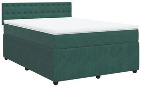 vidaXL Κρεβάτι Boxspring με Στρώμα Σκούρο Πράσινο 160x200εκ. Βελούδινο