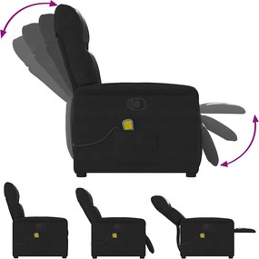 vidaXL Πολυθρόνα Μασάζ Ανακλινόμενη Μαύρη από Ύφασμα Μικροϊνών