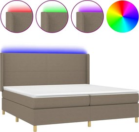 vidaXL Κρεβάτι Boxspring με Στρώμα &amp; LED Taupe 200x200 εκ. Υφασμάτινο