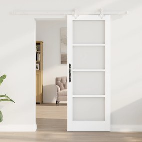 vidaXL Συρόμενη Πόρτα  με Σετ Εξαρτημάτων Λευκό 73.5x198.5 εκ. Στερεό Ξύλο Πεύκου