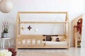 Kρεβάτι Παιδικό Montessori Mila MPB  με κάγκελα  σε Φυσικό  Ξύλο  120×200cm  Adeko  (Δώρο 10% έκπτωση στο Στρώμα)