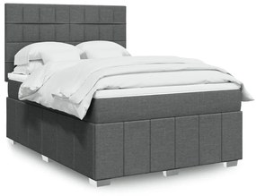 vidaXL Κρεβάτι Boxspring με Στρώμα Σκούρο Γκρι 140x190 εκ. Υφασμάτινο