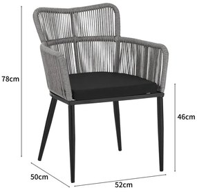 Καρέκλα - Πολυθρόνα Naoki pe rattan - metal σε Φυσικό με μαύρα πόδια/μαξιλάρι 59x62.5x78 εκ. 59x62.5x78 εκ.