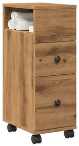 Ντουλάπι Μπάνιου Στενό με Ροδάκια Αρτισιανή Δρυς Επεξ. Ξύλο